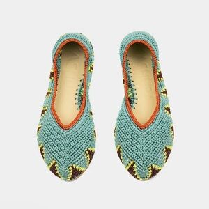 Kashura Ballerina Low Sage Crochet Flats Size 10